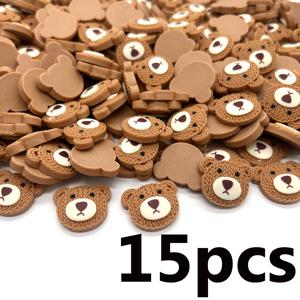 TEMU 15개 레진 브라운 베어 장식품, 대형 플랫 백 디자인 포함, DIY 파티, 헤드피스, 주얼리 및 폰 케이스 공예에 적합, 크리스마스, 할로윈, 추수감사절에 완벽 - DIY 프로젝트 및 공예에 이상적