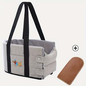 TEMU 펫 캐리어 카시트 - 안전한 클릭식 잠금, 부드러운 쿠션감의 내부, 소형견 & 고양이용 사고 방지 앞좌석벨트 장착 - SUV·미니밴에 적합한 여행용 이동통로함 (강아지, 포메라니언, 치와와, 실수에게 추천)