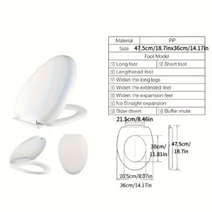 TEMU 1개 홈&호텔 욕실용 V자형 확장 PP 플라스틱 변기 커버 - 위생적인 변기 뚜껑, 대부분의 변기와 호환 가능한 변기 탱크 커버|변기부속품|변기커버