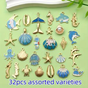 TEMU 32개 혼합 에나멜 오션 크리에이처 참 - 해파리, 돌고래, 산호 펜던트 DIY 주얼리 만들기, 해변 공예, 키체인 및 장식용 | 오션 영감 디자인 | 친구와 가족을 위한 완벽한 선물. 크리스마스, 조개 참, 에나멜 합금 참, 목걸이용 해양 참, 수영 키링 액세서리, 문어 참, 팔찌 참, 팔찌 참, 참 펜던트, 팔찌 참, 팔찌 참