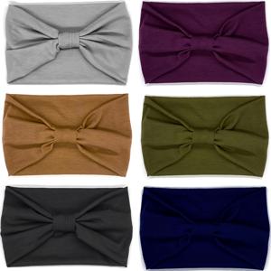 TEMU 여성용 와이드 헤어밴드 6개 세트 - 솔리드 컬러 매듭 터번 스타일, 대형 아프리카 스타일 헤어 액세서리, 스타일리시한 헤어스타일, 일상용 헤어밴드|매듭 헤어밴드|부드러운 질감 헤어 밴드, 헤어 액세서리