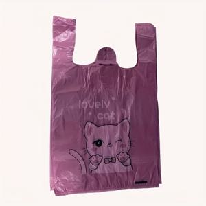 TEMU 100매 두꺼운 대형 쓰레기봉투, 핑크 고양이 프린트 휴대용 쓰레기봉투, 조끼형 쓰레기봉투 - 고밀도 폴리에틸렌, 다목적 일회용 보관봉투, 주방, 욕실, 침실, 거실, 화장실, 사무실, 학교에 적합|음식물쓰레기통