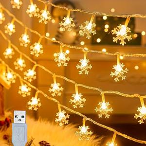 TEMU 1.5m//6m/10m 눈꽃 요정 LED 스트링 조명 - USB 전원 따뜻한 화이트/쿨 화이트/컬러 체인징 겨울 조명, 터치 버튼 컨트롤, 실내 크리스마스 트리 & 파티 장식, 내구성 있는 플라스틱 요정 조명, 홈, 웨딩용