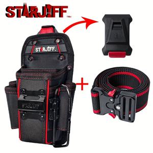 TEMU STARJIFF 다기능 휴대용 퀵 릴리스 공구 키트 | 금속 버클 공구 벨트, 벨트 버클, 줄자 클립, 절연 테이프 후크, 1680D 패브릭 공구 가방 포함, 전기 기술자, 목수 및 건설 노동자에게 적합.|줄자