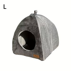TEMU 3사이즈 겨울용 따뜻한 고양이 침대 하우스 - 포근한 코티지 스타일 고양이 집, 두꺼운 소프트 패드, 회색/다크 브라운, 소/중/대 사이즈 (조립 불필요)