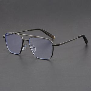 TEMU 대형 얼굴에 적합한 대형 프레임 안경테 - 순수 티타늄 프레임 남성 레트로 아트 안경테 더블 빔 메탈 안경테 - 캐주얼 안경테