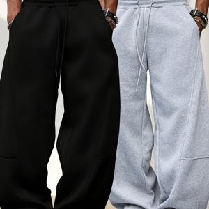 TEMU 1개 남성용 루즈핏 조거 팬츠, 탄성 허리 밴드 & 드로스트링 - 헤비 듀티 레그 테이퍼드 발목, 올 시즌 짐, 러닝|남자바지