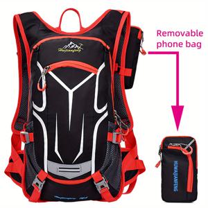 TEMU 사이클링, 하이킹 및 등산 여행용 다기능 야외 스포츠 백팩, 자전거 헬멧 보관함 내장형 물병 홀더 디자인으로 최대 2L 물병 수납 가능, 독립적인 탈착식 휴대폰 포켓, 입체 통기성 백 시스템 포함 생존 호루라기 가슴 버클 야간 반사 디자인이 있는 어깨가방|등산가방