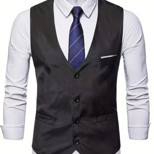 TEMU 포버튼 조끼, 크로스보더 외상 남성 정장 재킷, 한국식 슬림핏 정장 조끼, 얇고 트렌디한 캐주얼 신랑 조끼