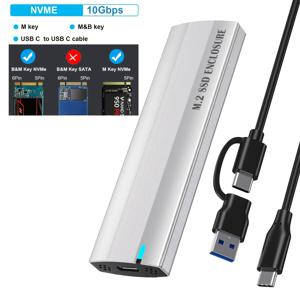 TEMU 고속 M.2 NVMe SSD 인클로저 - USB 3.1 Gen 2 (10Gbps)에서 PCI-E 어댑터, UASP 지원, 2230/2242/2260/2280 크기용 알루미늄 합금 케이스