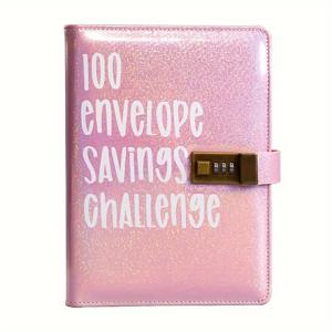 TEMU 볼로니 A5 PU 가죽 봉투 저축 챌린지 플래너, 비밀번호 잠금, 자체 밀봉, 예산 및 돈 절약을 위한 100개의 봉투, 돈 절약 도구 | 스타일리시한 플래너 | 내구성 있는 밀봉, 돈 절약 챌린지 북