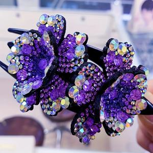 TEMU 한국식 헤어 액세서리로 우아한 빈티지 아크릴 꽃 모양 헤어 클로 클립, 라인스톤 장식, 업도에 적합한 삼니 톱 덕발 그립, 14세 이상 여성을 위한 제품, 컬러 매칭된 꽃 디자인 - 단품