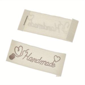 TEMU 50개 사랑으로 만든 하트 패턴 패브릭 라벨 - 코트, 모자, 신발, 가방 및 공예 프로젝트용 베이지 DIY 재봉 태그, 재봉 용품 액세서리