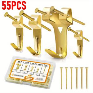 TEMU 완벽한 그림 걸이 키트 - 55피스 쉬운 설치, 강화 철제 후크, 광택 마감, 홈 & 오피스용 벽걸이 세트