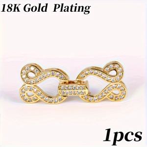 TEMU 18K 금 도금된 지르코니아 장식 커넥터 피팅 1개, 목걸이 만들기 재료 DIY 쥬얼리 만들기 액세서리