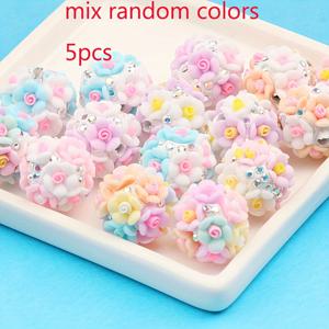 TEMU 5개의 반짝이는 라인스톤 꽃 비즈, 크리스탈이 달린 소프트 클레이 참스, 펜 주얼리 키링 제작용, DIY 비즈 세트, 혼합 색상, 20mm