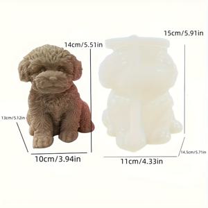 TEMU 3D 대형 귀여운 테디 강아지 양초 몰드 | 소이 왁스, 콘크리트 & 석고용 실리콘 동물 강아지 몰드, 홈 데코, 크리스마스 선물