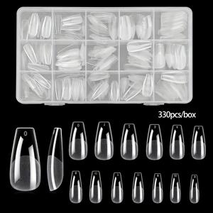TEMU 240/330개 중간 크기의 관형 네일 팁, 소프트 젤, 반매트 마감, 풀 커버, 중간 길이, 투명 아크릴, 사전 형성, 13가지 사이즈, 연장용 인조 프레스온 네일, DIY 매니큐어 살롱 품질|네일팁