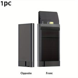 TEMU 남성용 슬림 팝업 신용카드 지갑, 도난 방지 알루미늄 합금과 인조 가죽 뒷면, 그레이 디자인, 돈 주머니 및 6-8장 카드 수용