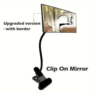 TEMU 360° 회전 클립온 속눈썹 연장 거울 보호 프레임 - 블랙 메탈 스템, 정밀 적용 및 메이크업 도구용 볼록 시야