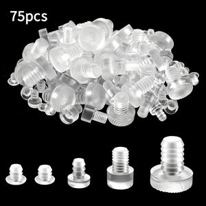 TEMU 75개 GAJING 투명 미끄럼 방지 유리 테이블 보호대 - 5가지 사이즈 미끄럼 방지 패드 (유리 테이블, 책상, 캐비닛용) - 헤비듀티 플라스틱 범퍼 그리퍼, 접착제 불필요, 애완동물 유리 시스템