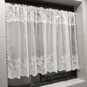 TEMU 화이트 레이스 실 작은 커튼, 달콤한 로맨틱 플로럴 창문 밸런스, 소형 창문 및 캐비닛 장식용