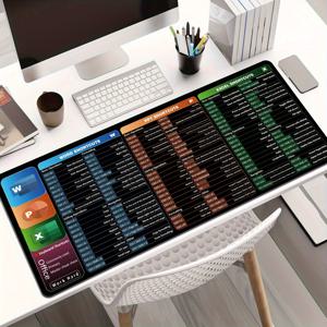 TEMU Word, PPT, Excel 단축키 HD 프린트가 있는 초대형 확장 마우스 패드 | 미끄럼 방지 고무 뒷면, 세탁 가능한 폴리에스터 표면 - 남자친구 또는 여자친구를 위한 완벽한 휴일 선물