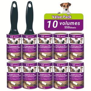 TEMU 10개입, 4개입, 6개입, 롤당 55장, 애완동물 털 제거제, 헤어 리무버 리필, 떼어내는 접착식 털 제거제, 슈퍼 스티키 애완동물 털 제거제, 휴대용 털 제거제, 가구, 카펫, 옷에 사용 가능, 개와 고양이의 털을 쉽게 제거