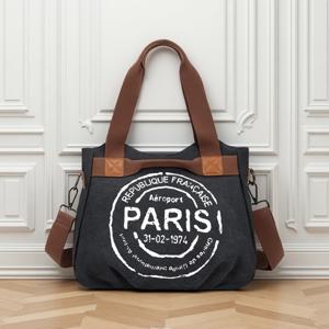 TEMU 레터 프린트 대용량 여성 숄더 & 크로스백 빈티지 캔버스 가방