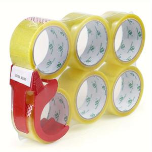 TEMU BOIMEI 팩, 투명 박스 밀봉 테이프, 커터 포함 6롤, 48mm×50Y, 고강도 운송 테이프, 밀봉 테이프, 투명 포장 테이프, 모바일 테이프, 학교, 사무실, 가정 및 공장 포장용