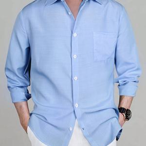 TEMU 남성용 솔리드 컬러 드레스 셔츠 - 라펠 칼라 긴팔 버튼 셔츠, 가슴 포켓, 주름 방지 & 세탁기 사용 가능, 클래식 화이트 칼라, 비즈니스 캐주얼, 오피스, 세미 포멀 웨어 (봄/가을)