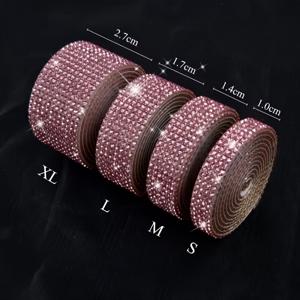 TEMU 자기 접착 라인 스톤 리본 롤, 공예용 반짝이는 스티커 테이프, 루즈 컬러 보석 장식 스트립 - 1 롤