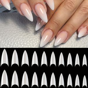 TEMU 1000개 투명 아크릴 네일 팁 - 페어 톤 아몬드 모양 쇼트 프렌치 스타일 네일 팁, DIY 프레스온 네일 & 살롱 매니큐어용 미리 디자인된 광택 마감
