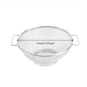 TEMU 1개 스테인리스 스틸 배수 바구니 - 파스타, 야채, 쌀 및 과일 여과용 내구성 있는 금속 체, 편안한 그립 핸들 - 초미세 메쉬 주방 필수품