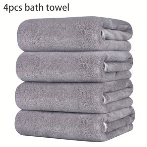 TEMU 4개 초극세사 코랄 플리스 목욕 타월 세트 - 뛰어난 흡수력, 빠른 건조, 가벼운 마이크로화이버, 현대적인 스타일, 직사각형 모양, 욕실 사용에 이상적, 워시 클로스, 욕실 타월, 모던 욕실 장식, 퀵 드라이 타월