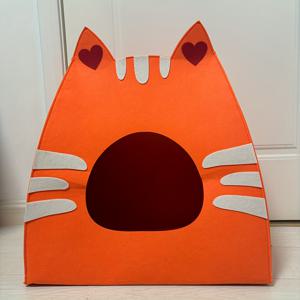 TEMU 펠트 반려동물 하우스, 심플 스타일, 오렌지, 무동력, 무인쇄, 오일 테두리 없음, 다중 반려동물 호환, 여행 액세서리, 7KG 용량
