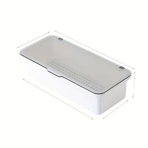 TEMU 1개 대용량 플라스틱 메이크업 정리함, 방진 뚜껑 포함 – 화장 브러시, 스펀지 & 아이섀도우 홀더, 클래식 화이트 데스크 수납용기, 뷰티 필수품 메이크업 정리함