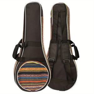 TEMU 하와이안 스타일 만돌린 소프트 케이스 - 조절 가능한 패딩 숄더 스트랩, 5mm 진주 안감, 컬러풀한 줄무늬 내부가 있는 휴대용 공연 가방, 음악가를 위한 편리한 손잡이