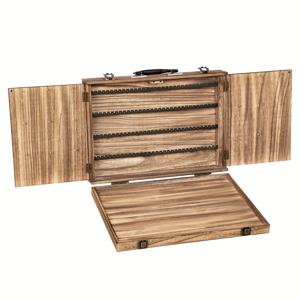 TEMU 빈티지 나무 보석 디스플레이 케이스 버클 클로저 - 귀걸이, 팔찌, 목걸이를 위한 다목적 탁상 정리함 - 미완성 직사각형 귀걸이 카드 거치대, 대용량 및 자물쇠가 있는 보석 상자