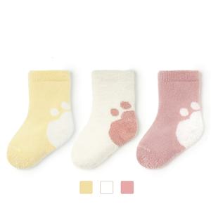 TEMU 3개입 겨울용 두꺼운 보온 양말 - 아기용 부드러운 미끄럼 방지 양말, 야외 놀이용, 손세탁 가능 (겨울 보온)