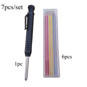 TEMU 7개 세트 고강도 제도 연필 (Sharpener 포함) - 긴 헤드 연필 (Sharpener 베이스 포함), 인체공학적 그립, 건설, 목공, 공예용