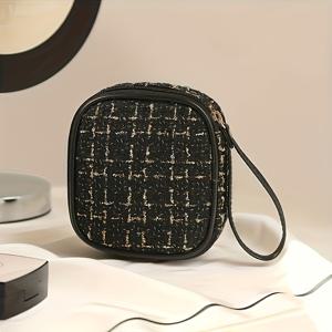 TEMU 다양한 구획이 있는 경량 및 내구성이 뛰어난 짠 원단 메이크업 정리 가방 - 여행, 체육관, 일상 사용에 완벽, 여행 필수품 가방 | 짠 원단 가방 | 지퍼 가방, 메이크업 정리 가방