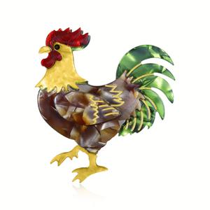 TEMU 1개 수제 아크릴 수탉 브로치 핀, 다층 3D 찬티클리어 동물 패턴, 혼합 색상, 캐주얼 테마, 15세 이상 성인용, 없음, 도금 없음, 선물 상자 포함 이상적인 휴일 선물