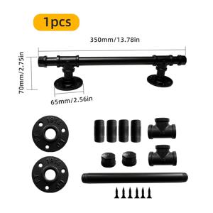 TEMU 1개의 산업 스타일 미국 소박한 빈티지 철 파이프 헛간 문 손잡이, 검은색 금속 타월 바, 계단, 문, 차고용 난간 및 당김 - 둥근 손잡이 모양, 응용 제어 방법