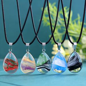 TEMU 10개 세트 천개의 꽃 유리 물방울 펜던트, 유리 참 조절 가능한 목걸이 끈과 보관 가방 포함, DIY 목걸이 액세서리 제작에 이상적, 완벽한 선물 선택 (펜던트 5개 + 목걸이 끈 5개)