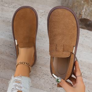 TEMU 여성용 단색 패션 로퍼 1 쌍, 편안한 슬립온 펜니 신발, 버클 디테일, 시퀀스 액센트, 가죽 상단, 안감 및 안솔, 고무 밑창, 모든 계절에 다용적으로 사용할 수 있습니다.