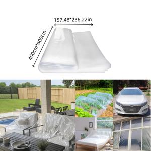 TEMU 1pc 초대형 헤비 듀티 폴리에틸렌 플라스틱 시트, 0.8mm 두께의 방수 커버, 먼지 방지 가구 보호자로 소파, 바닥 페인팅, 온실 및 야외 사용을 위한 방습 드롭 클로ths