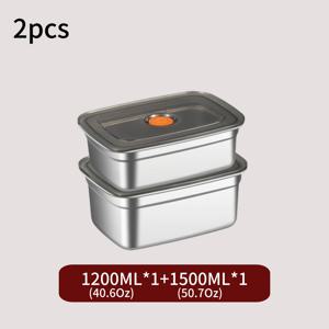 TEMU 뚜껑이 있는 스테인리스 밀봉 식품 보관 상자 2개 세트, 누수 방지 벤토 박스, 스튜디오, 체육관 및 야외 피크닉용 재사용 가능한 점심 상자, 식기세척기 사용 가능, 사각형 모양, 식사 준비, 점심 및 냉장고/냉동고 보관에 완벽