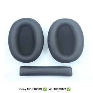TEMU 소니 WH1000XM2 MDR1000X 무선 헤드폰용 교체용 헤드밴드 쿠션 및 이어패드, 블랙, 2in 1 세트