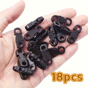 TEMU 18개의 빠른 사이드-리리스 버클 클립, 안전 분리 버클 포함, 파라코드 팔찌, DIY 카메라 스트랩, 수공예용 - 블랙